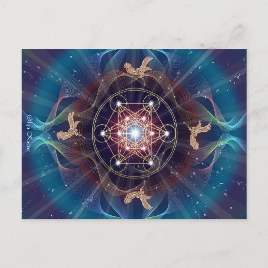 Metatron's Cube - Merkabah - Sacred Geometry Briefkaart (Voorkant)