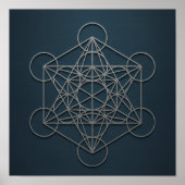 Metatron's Cube Navy Silver Poster (Voorkant)