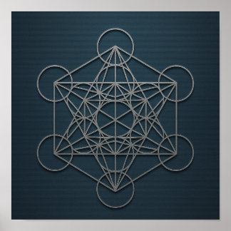 Metatron's Cube Navy Silver Poster