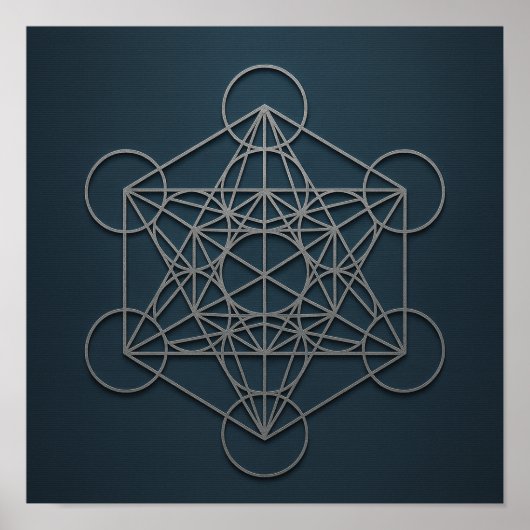 Metatron's Cube Navy Silver Poster (Voorkant)