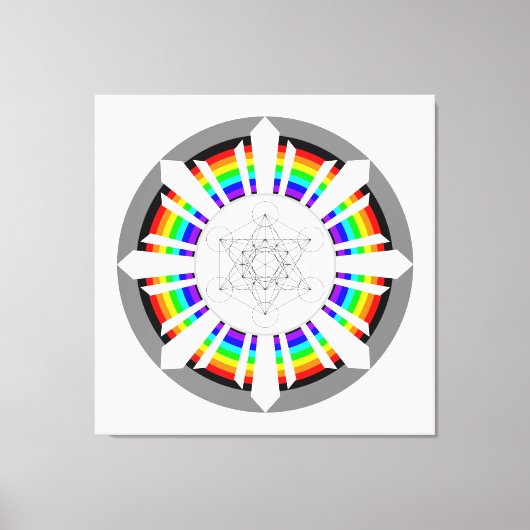 Metatron's Cube Rainbow Prism Canvas Afdruk (Voorkant)