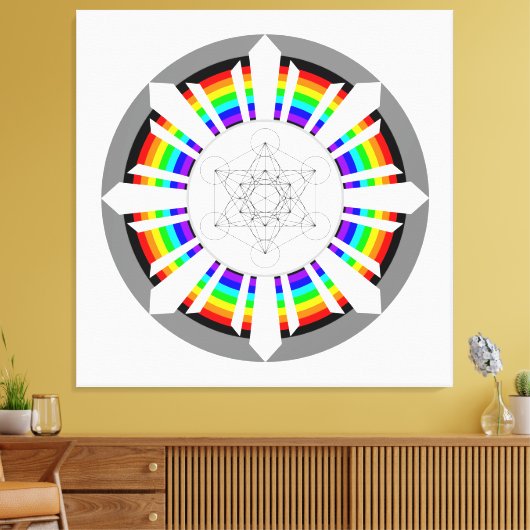 Metatron's Cube Rainbow Prism Canvas Afdruk (Insitu (Woonkamer))