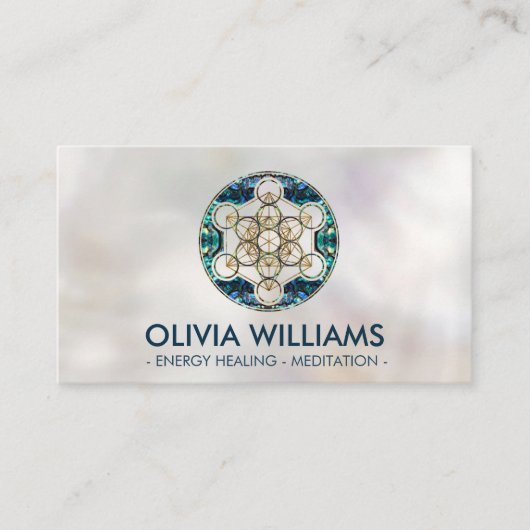 Metatron's Cube Sacred Geometry - Abalone Shell Visitekaartje (Voorkant)