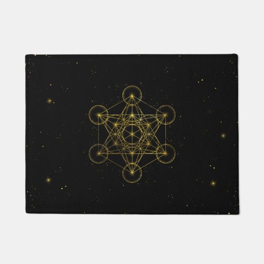 Metatron's Cube Sacred Geometry Black en Gold Deurmat (Voorkant)