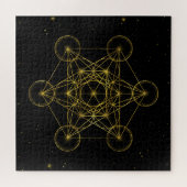Metatron's Cube Sacred Geometry Black en Gold Legpuzzel (Horizontaal)