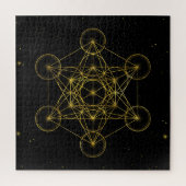 Metatron's Cube Sacred Geometry Black en Gold Legpuzzel (Verticaal)