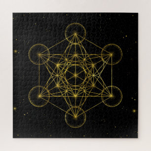 Metatron's Cube Sacred Geometry Black en Gold Legpuzzel
