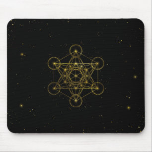 Metatron's Cube Sacred Geometry Black en Gold Muismat