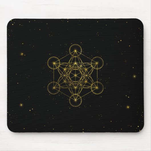 Metatron's Cube Sacred Geometry Black en Gold Muismat (Voorkant)