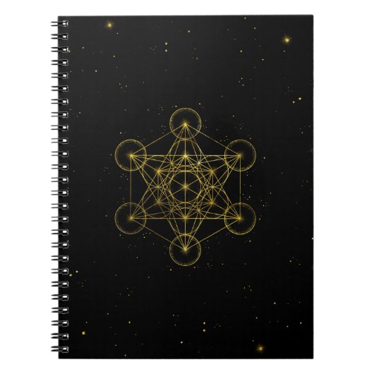Metatron's Cube Sacred Geometry Black en Gold Notitieboek (Voorkant)