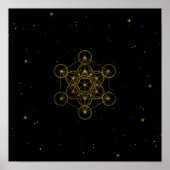 Metatron's Cube Sacred Geometry Black en Gold Poster (Voorkant)