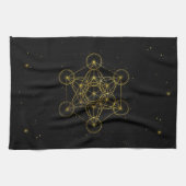 Metatron's Cube Sacred Geometry Black en Gold Theedoek (Horizontaal)
