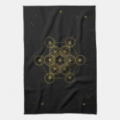 Metatron's Cube Sacred Geometry Black en Gold Theedoek (Verticaal)