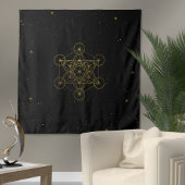 Metatron's Cube Sacred Geometry Black en Gold Wandkleed