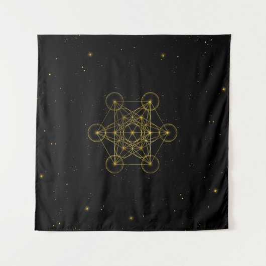 Metatron's Cube Sacred Geometry Black en Gold Wandkleed (Voorkant (horizontaal))