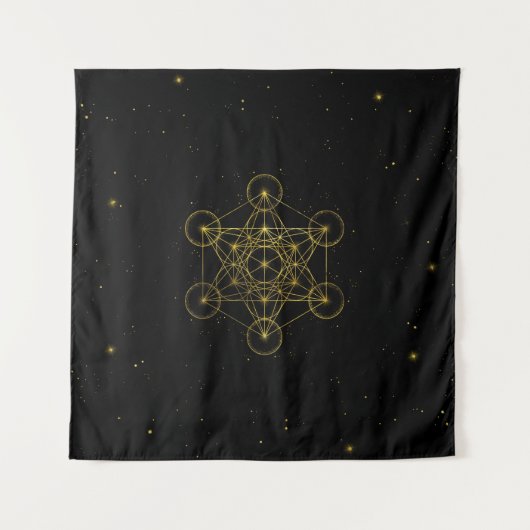 Metatron's Cube Sacred Geometry Black en Gold Wandkleed (Voorkant)