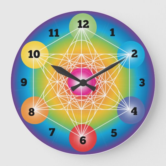 Metatron's Cube Sacred Geometry Clock Grote Klok (Voorkant)