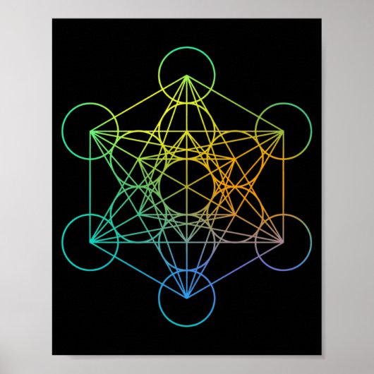 Metatrons Cube Sacred Geometry Funny Family Retro Poster (Voorkant)