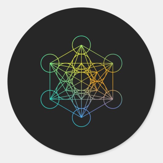 Metatrons Cube Sacred Geometry Funny Family Retro  Ronde Sticker (Voorkant)