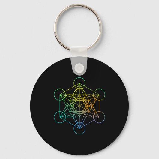 Metatrons Cube Sacred Geometry Funny Family Retro Sleutelhanger (Voorkant)