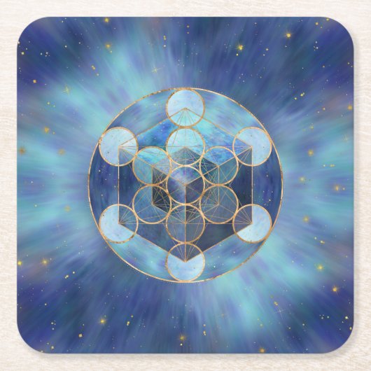 Metatron's Cube Sacred Geometry Kartonnen Onderzetters (Voorkant)