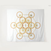 Metatron's Cube Sacred Geometry - Koper en Goud Wandkleed (Voorkant (horizontaal))