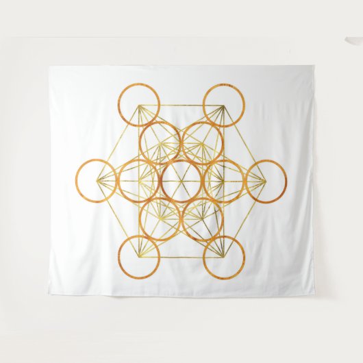 Metatron's Cube Sacred Geometry - Koper en Goud Wandkleed (Voorkant (horizontaal))