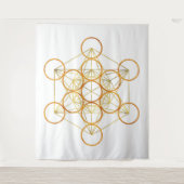 Metatron's Cube Sacred Geometry - Koper en Goud Wandkleed (Voorkant)