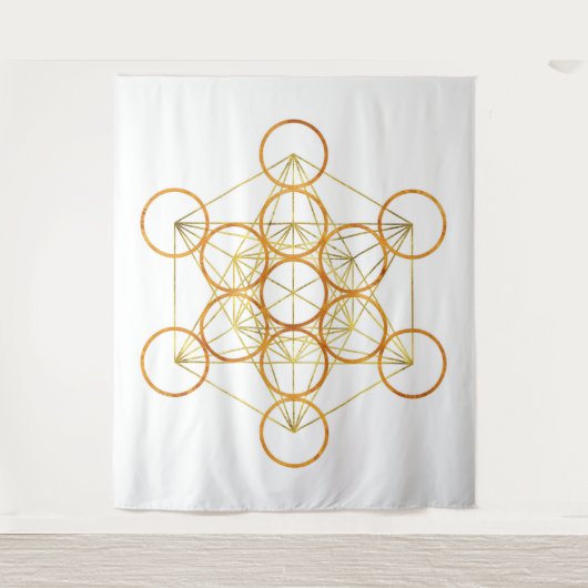 Metatron's Cube Sacred Geometry - Koper en Goud Wandkleed (Voorkant)