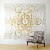 Metatron's Cube Sacred Geometry - Koper en Goud Wandkleed (In Situ (horizontaal))