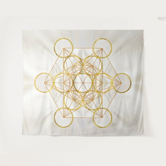 Metatron's Cube Sacred Geometry - Koper en Goud Wandkleed (Voorkant (horizontaal))