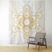 Metatron's Cube Sacred Geometry - Koper en Goud Wandkleed (In situ)