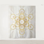 Metatron's Cube Sacred Geometry - Koper en Goud Wandkleed (Voorkant)