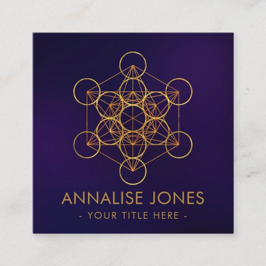 Metatron's Cube Sacred Geometry Ornament Square Bu Vierkante Visitekaartje (Voorkant)