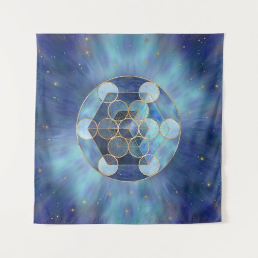 Metatron's Cube Sacred Geometry Wandkleed (Voorkant (horizontaal))