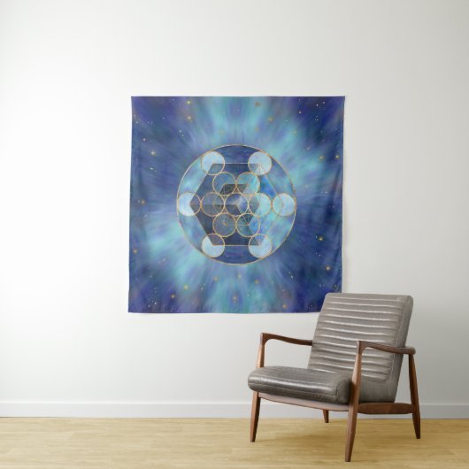 Metatron's Cube Sacred Geometry Wandkleed (In Situ (horizontaal))