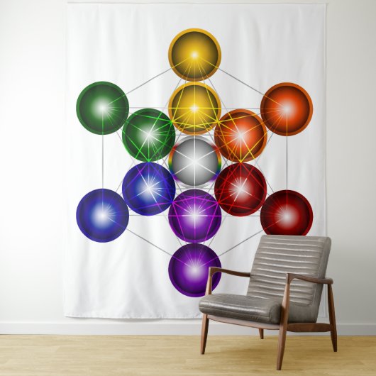 Metatron's Cube Series V1 Tapestry Wandkleed (In situ)