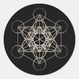 Metatron's Cube - Silver Version Ronde Sticker
