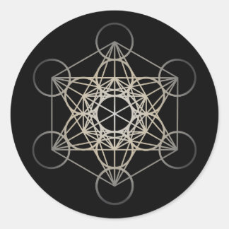 Metatron's Cube - Silver Version Ronde Sticker