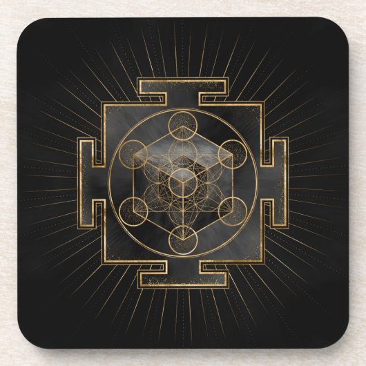 Metatron's Cube Sri Yantra Sacred Geometry Bier Onderzetter (Voorkant)