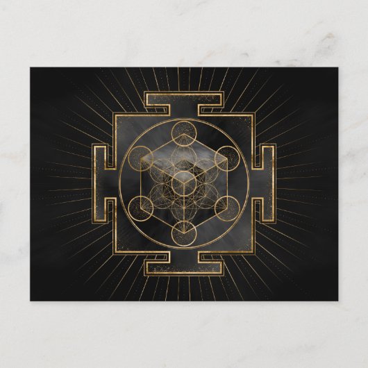 Metatron's Cube Sri Yantra Sacred Geometry Briefkaart (Voorkant)