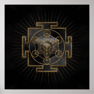 Metatron's Cube Sri Yantra Sacred Geometry Poster