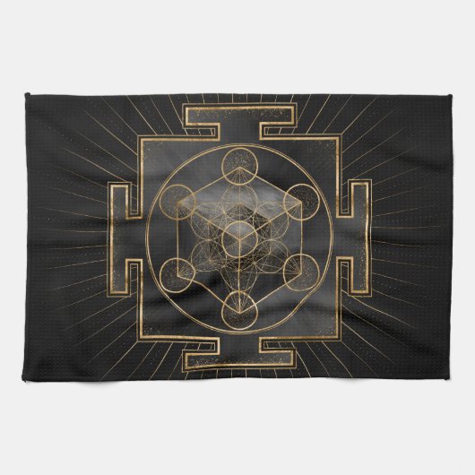 Metatron's Cube Sri Yantra Sacred Geometry Theedoek (Horizontaal)