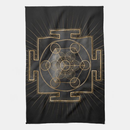 Metatron's Cube Sri Yantra Sacred Geometry Theedoek (Verticaal)