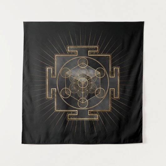 Metatron's Cube Sri Yantra Sacred Geometry Wandkleed (Voorkant)