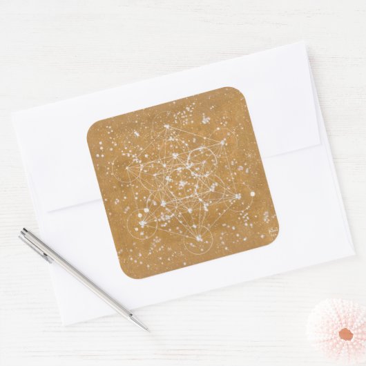 Metatron's Cube Stecker Vierkante Sticker (Envelop)