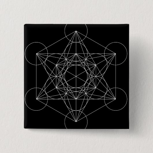 Metatron's Cube Vierkante Button 5,1 Cm (Voorkant)