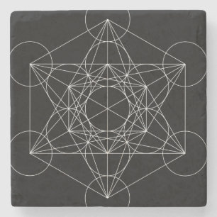 Metatron's Cube Zwart & Wit Stenen Onderzetter