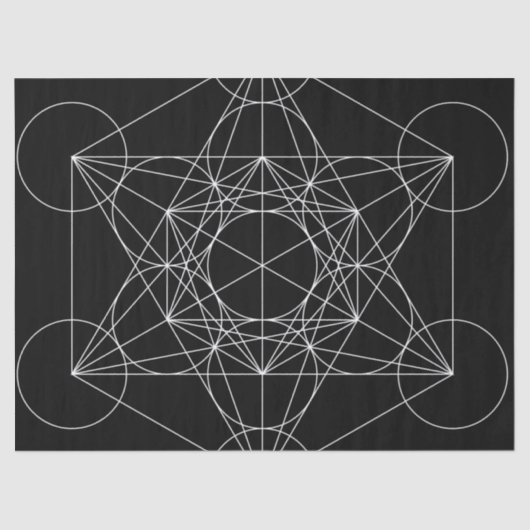 Metatron's Cube Zwart & Wit Tissuepapier (Voorkant)