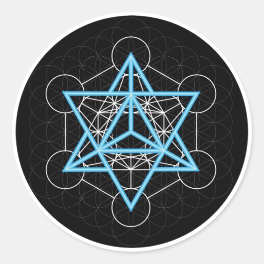 Metatrons dobbelstenen - Merkaba Ronde Sticker (Voorkant)